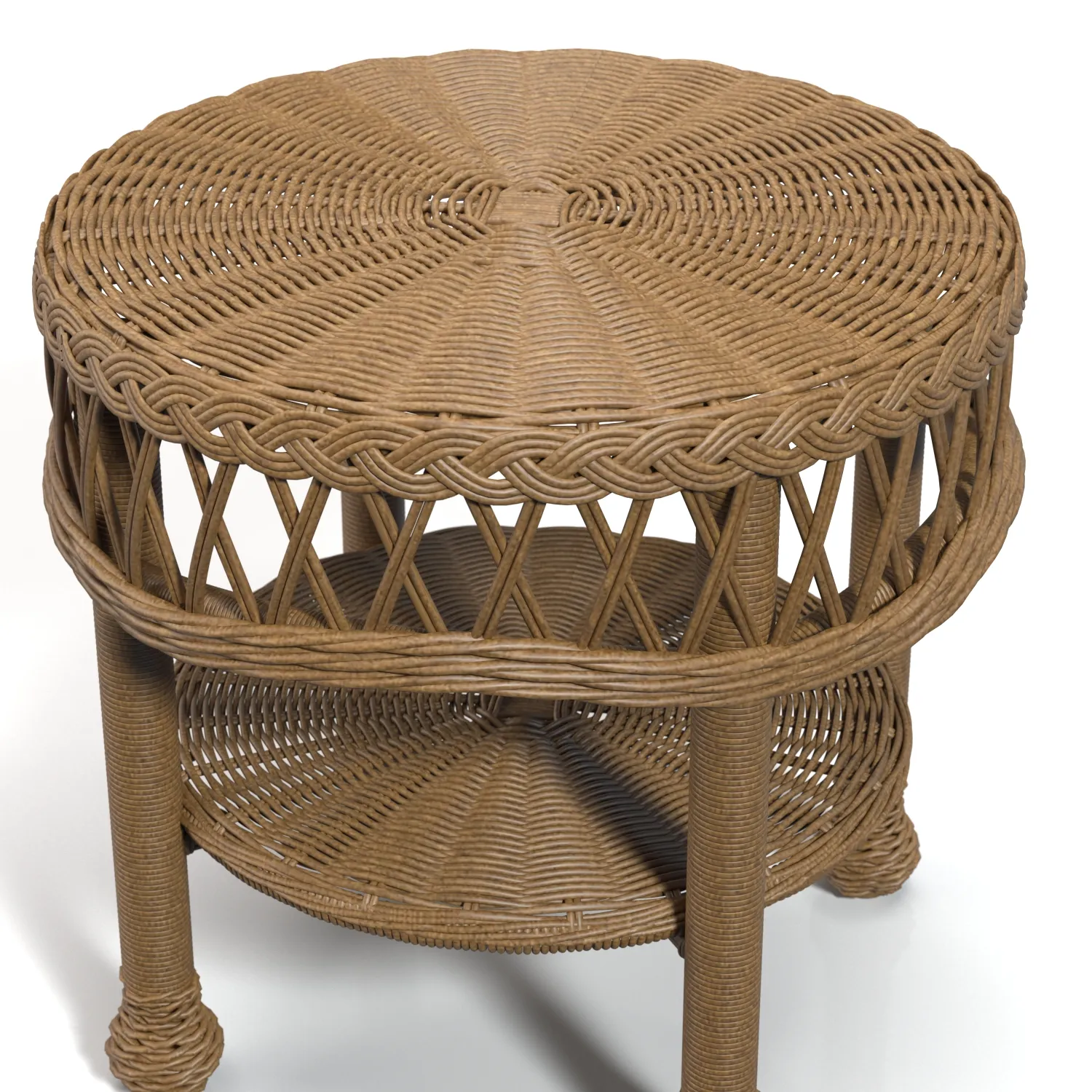 Outdoor Round Wicker Table PBR 3D Model_05